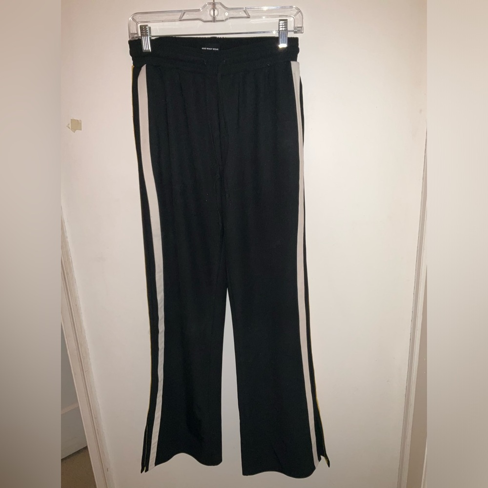 Who What Wear Black Track Pants with White Stripes